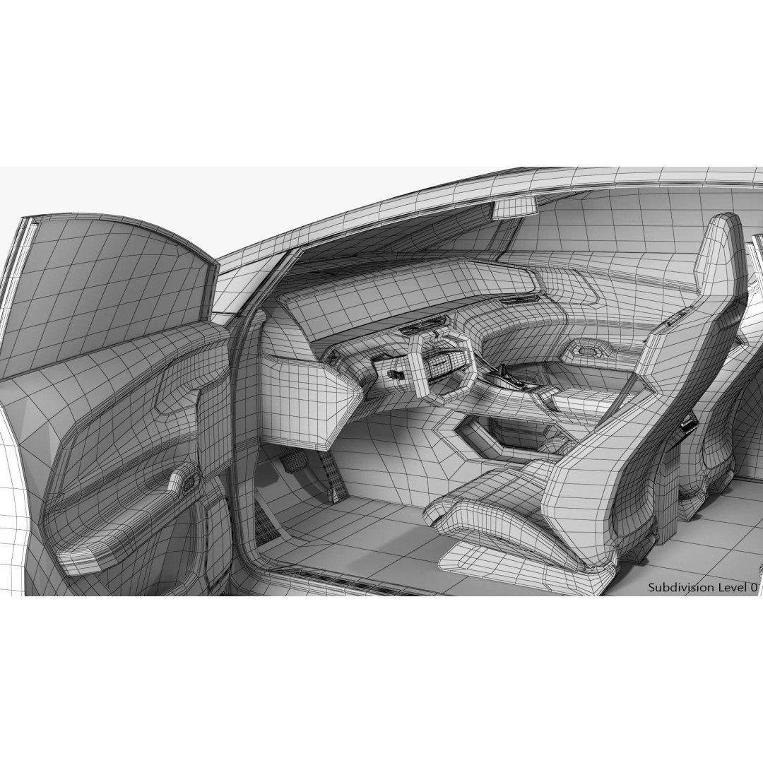 Futuristic Car Concept 3D Model – Detailed Subdivision Ready, Blender & FBX - View 35