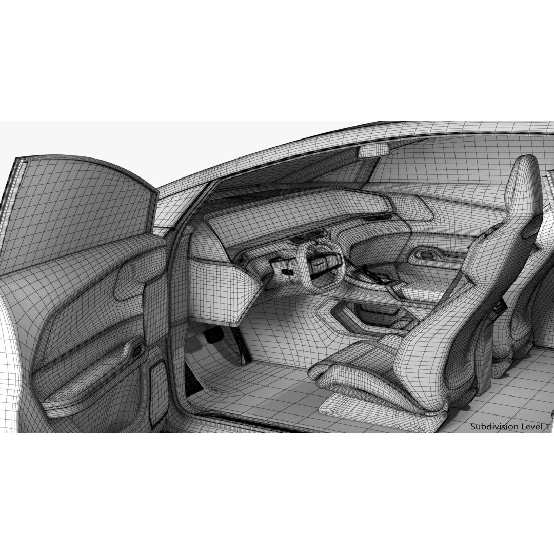 Futuristic Car Concept 3D Model – Detailed Subdivision Ready, Blender & FBX - View 36