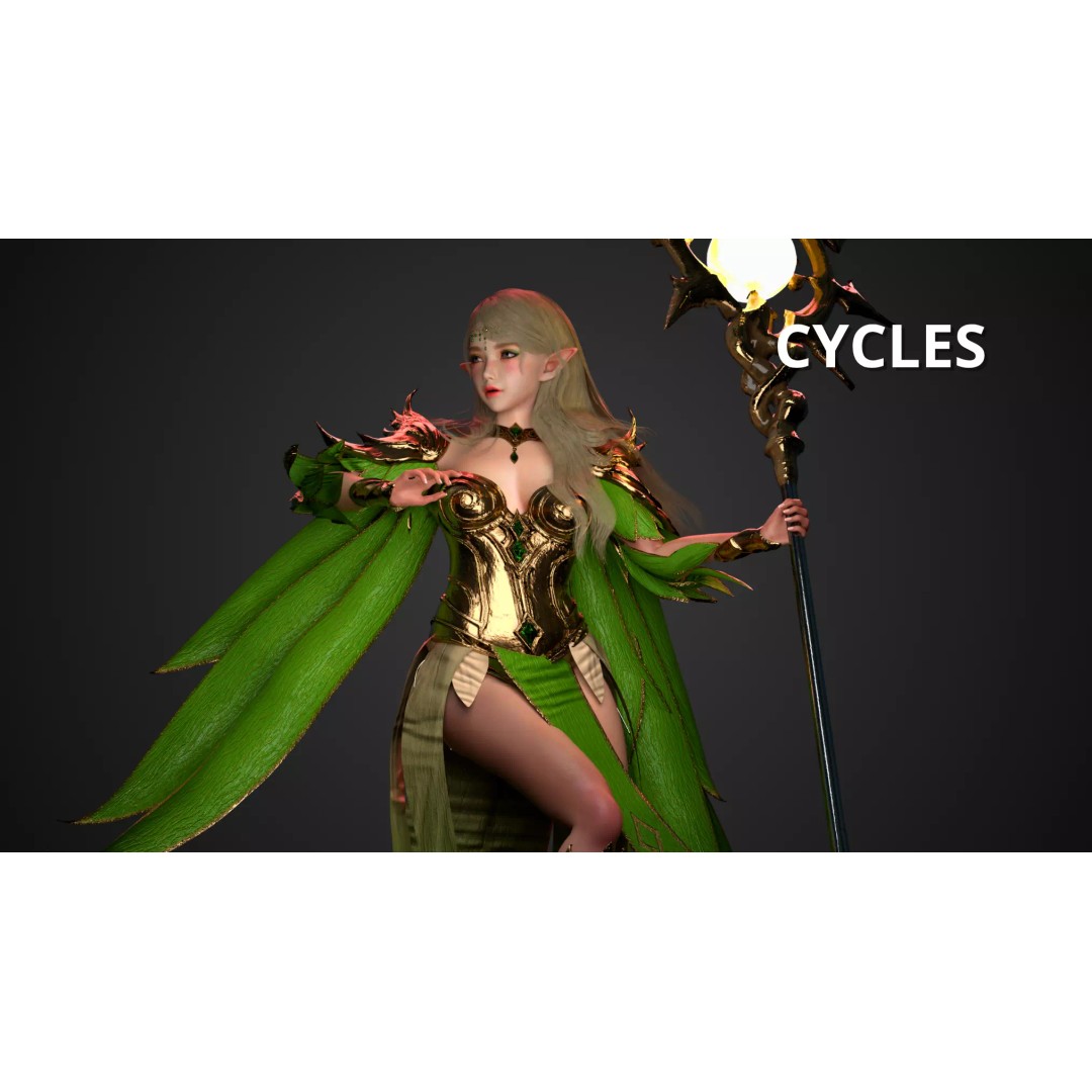 Elf Girl 3D Model – Low-Poly Game-Ready Character, FBX - View 12