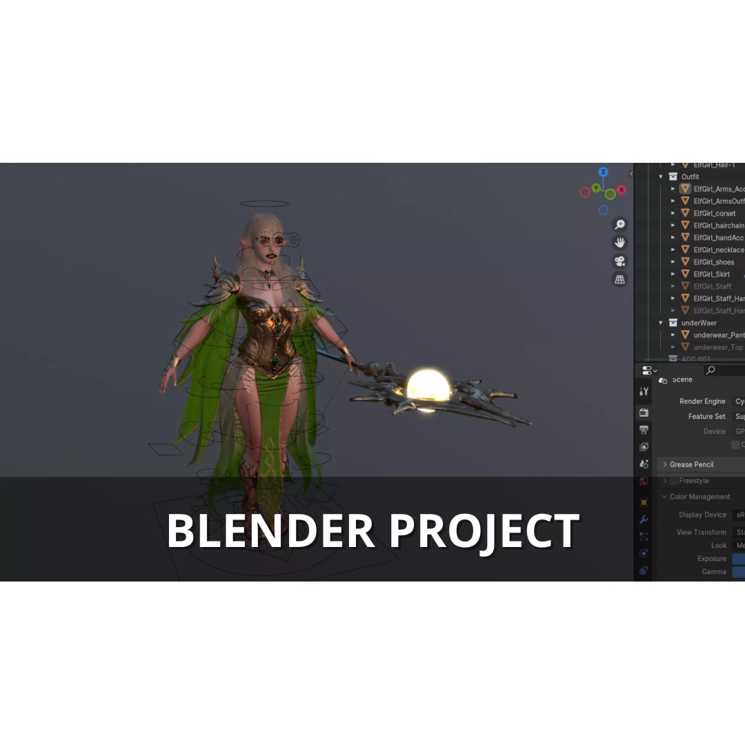 Elf Girl 3D Model – Low-Poly Game-Ready Character, FBX - View 16