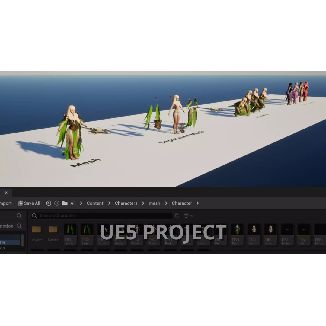 Elf Girl 3D Model – Low-Poly Game-Ready Character, FBX - View 17