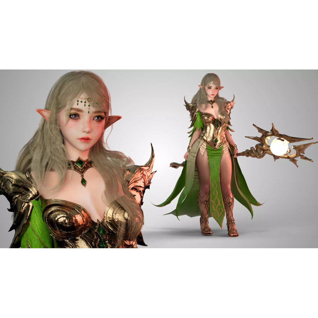 Elf Girl 3D Model – Low-Poly Game-Ready Character, FBX - View 3