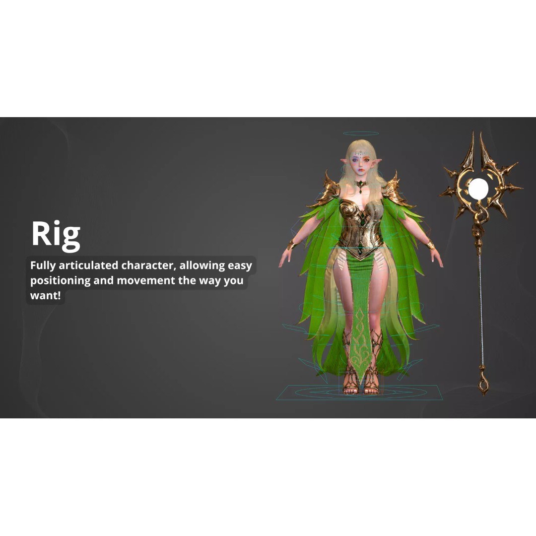 Elf Girl 3D Model – Low-Poly Game-Ready Character, FBX - View 7