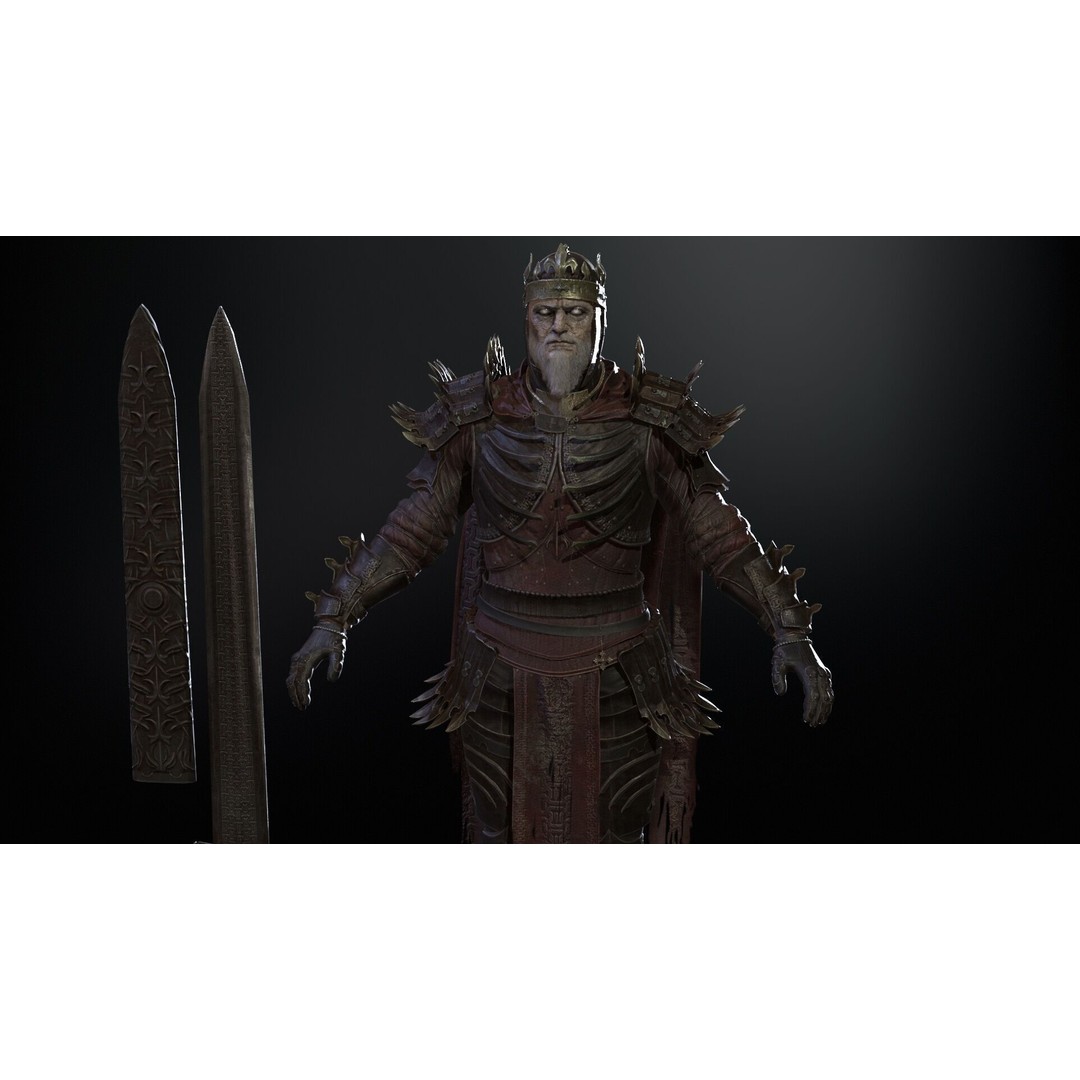 Dead King 3D Model – Low Poly Fantasy Character, Rigged, FBX - View 14