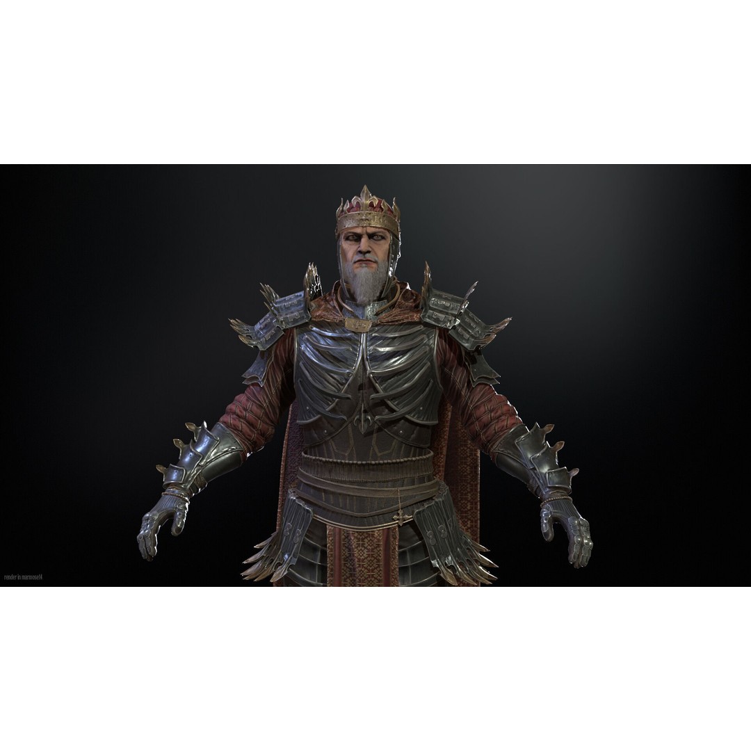 Dead King 3D Model – Low Poly Fantasy Character, Rigged, FBX - View 4