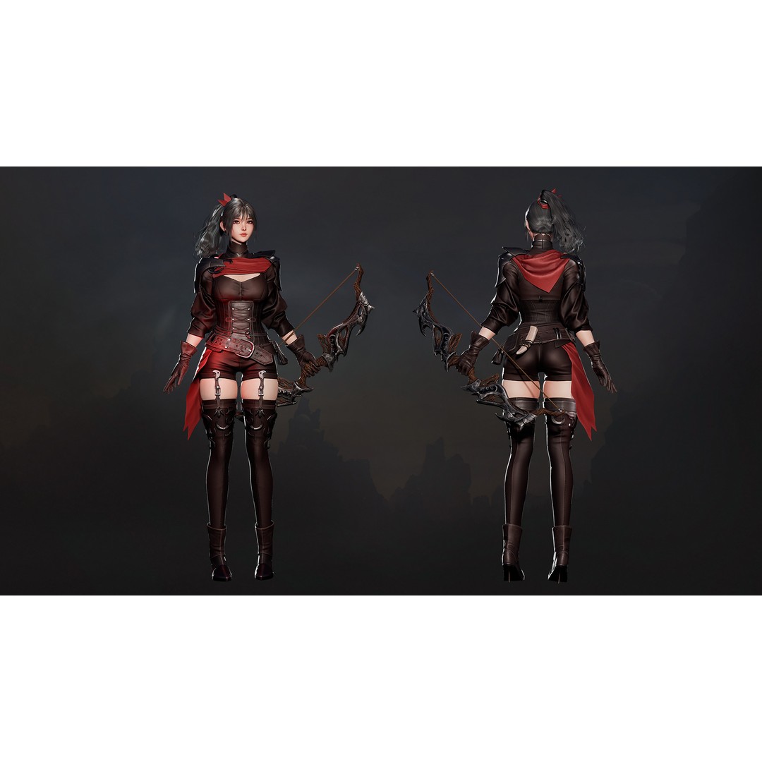 Advanced Archer 3D Model – Low Poly Game Character with Rigging - View 4