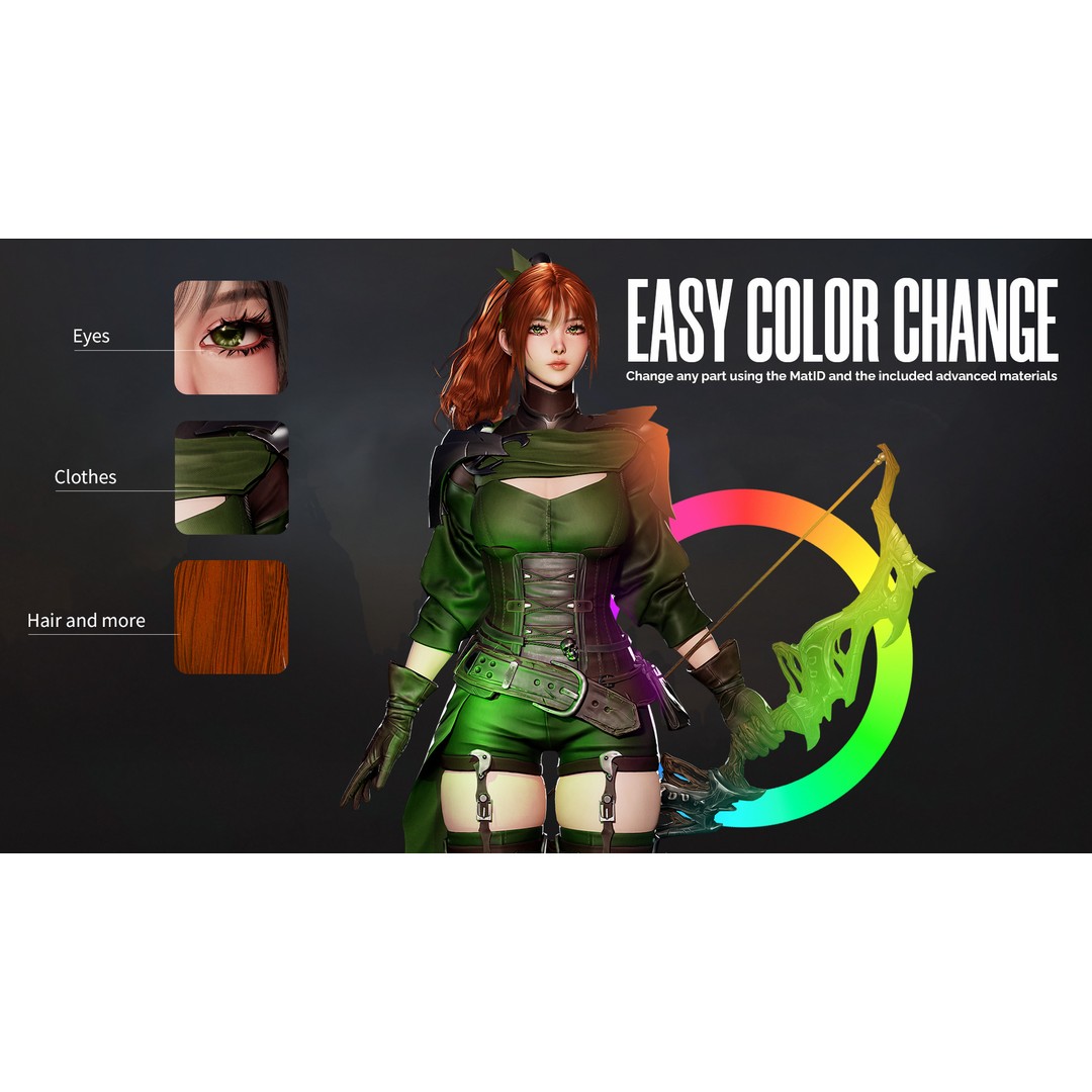 Advanced Archer 3D Model – Low Poly Game Character with Rigging - View 7