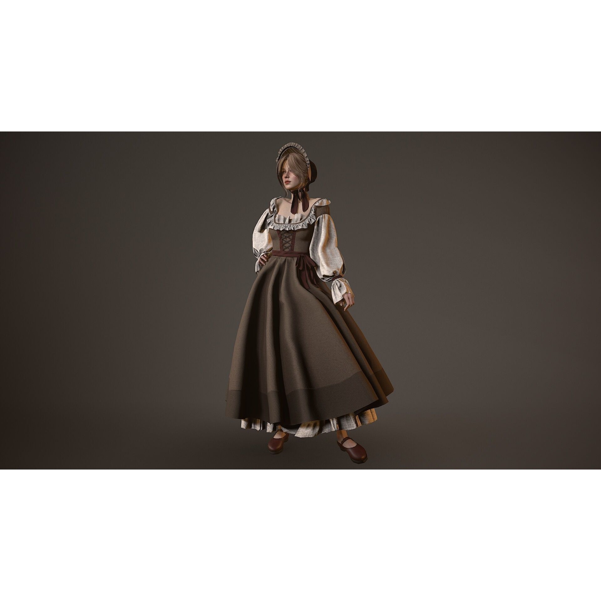 Village Lady - Low-Poly Game-Ready 3D Model - View 10