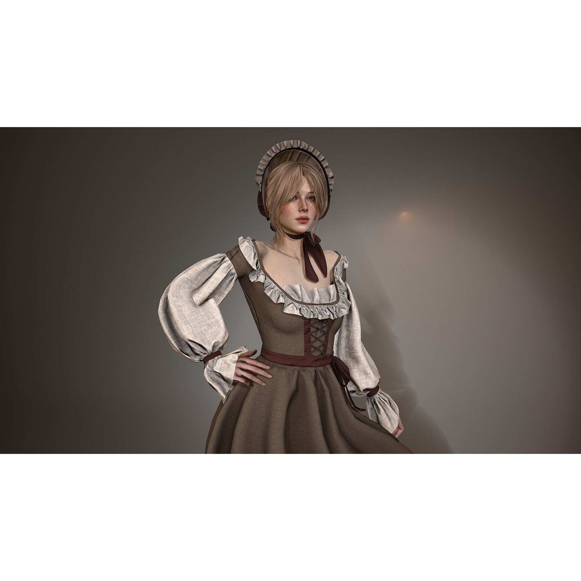 Village Lady - Low-Poly Game-Ready 3D Model - View 11