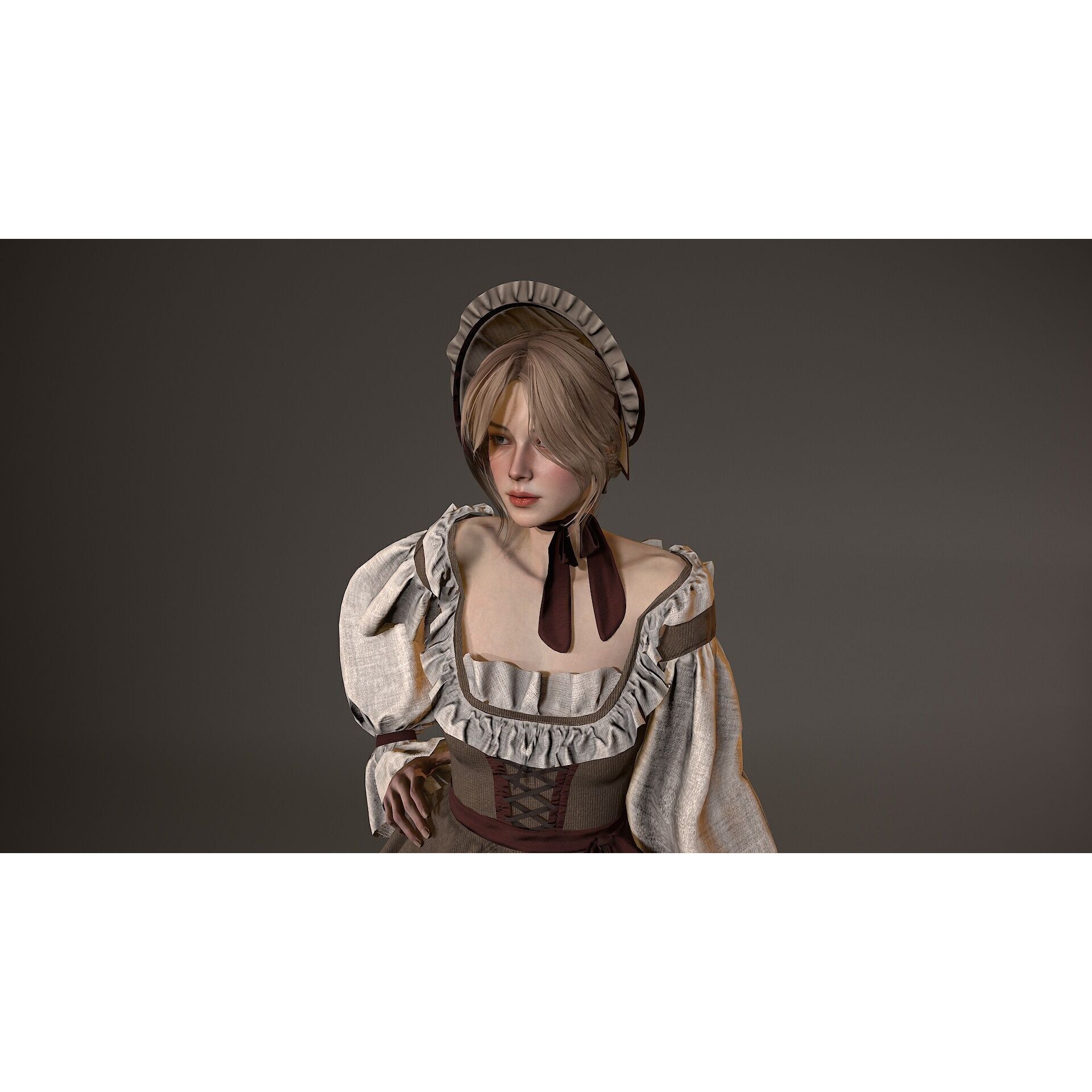 Village Lady - Low-Poly Game-Ready 3D Model - View 13