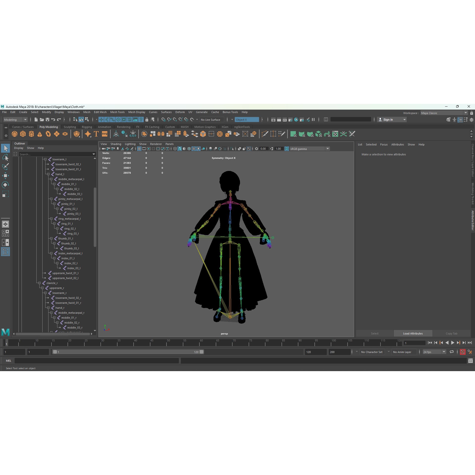 Village Lady - Low-Poly Game-Ready 3D Model - View 17