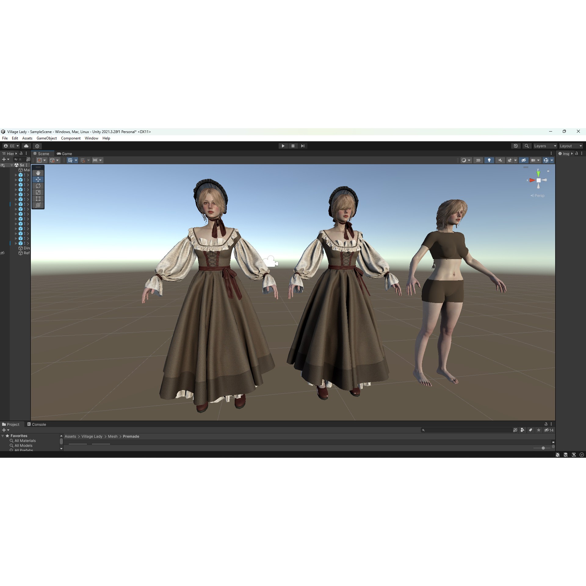 Village Lady - Low-Poly Game-Ready 3D Model - View 19
