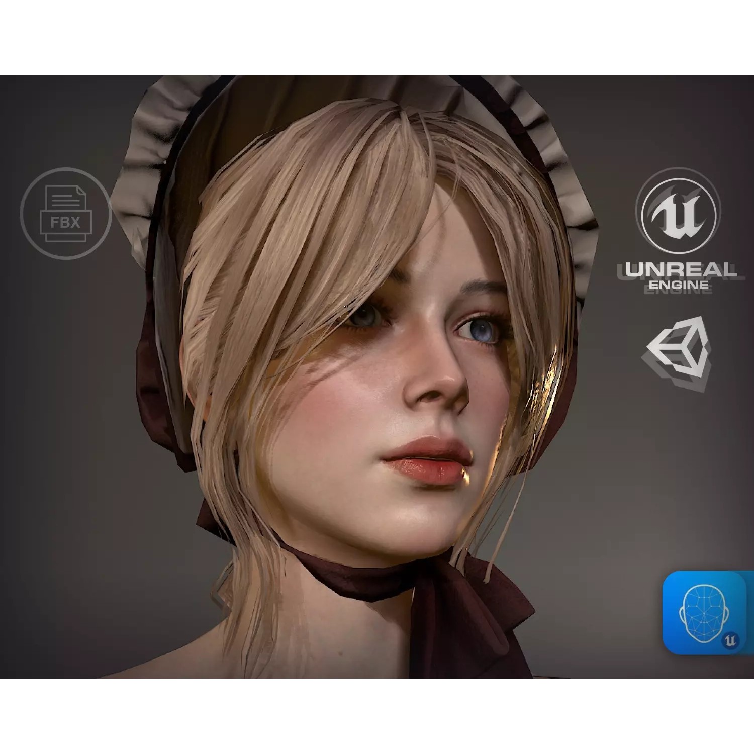 Village Lady - Low-Poly Game-Ready 3D Model - View 2