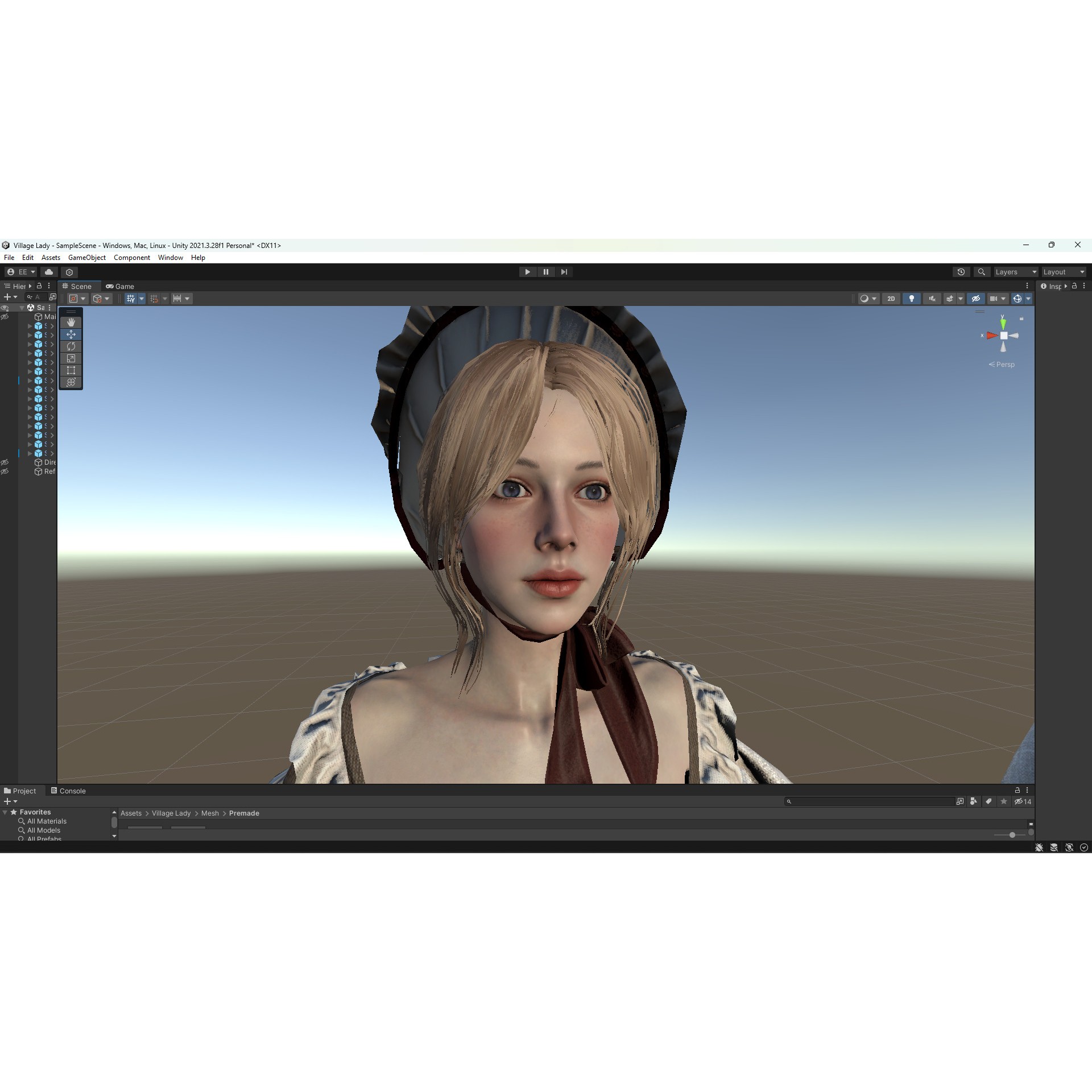 Village Lady - Low-Poly Game-Ready 3D Model - View 21
