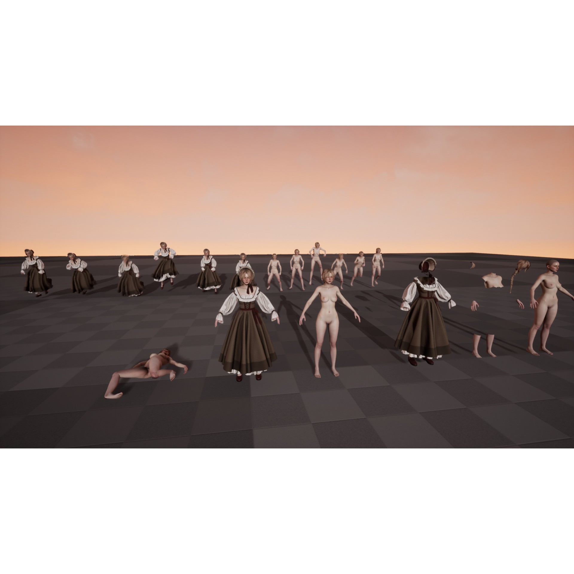 Village Lady - Low-Poly Game-Ready 3D Model - View 23