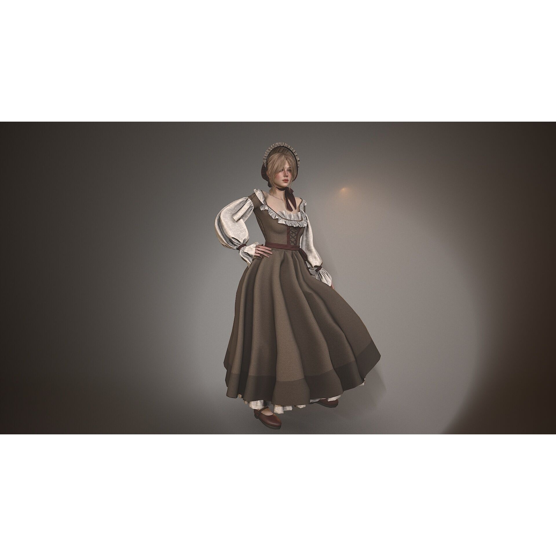 Village Lady - Low-Poly Game-Ready 3D Model - View 6