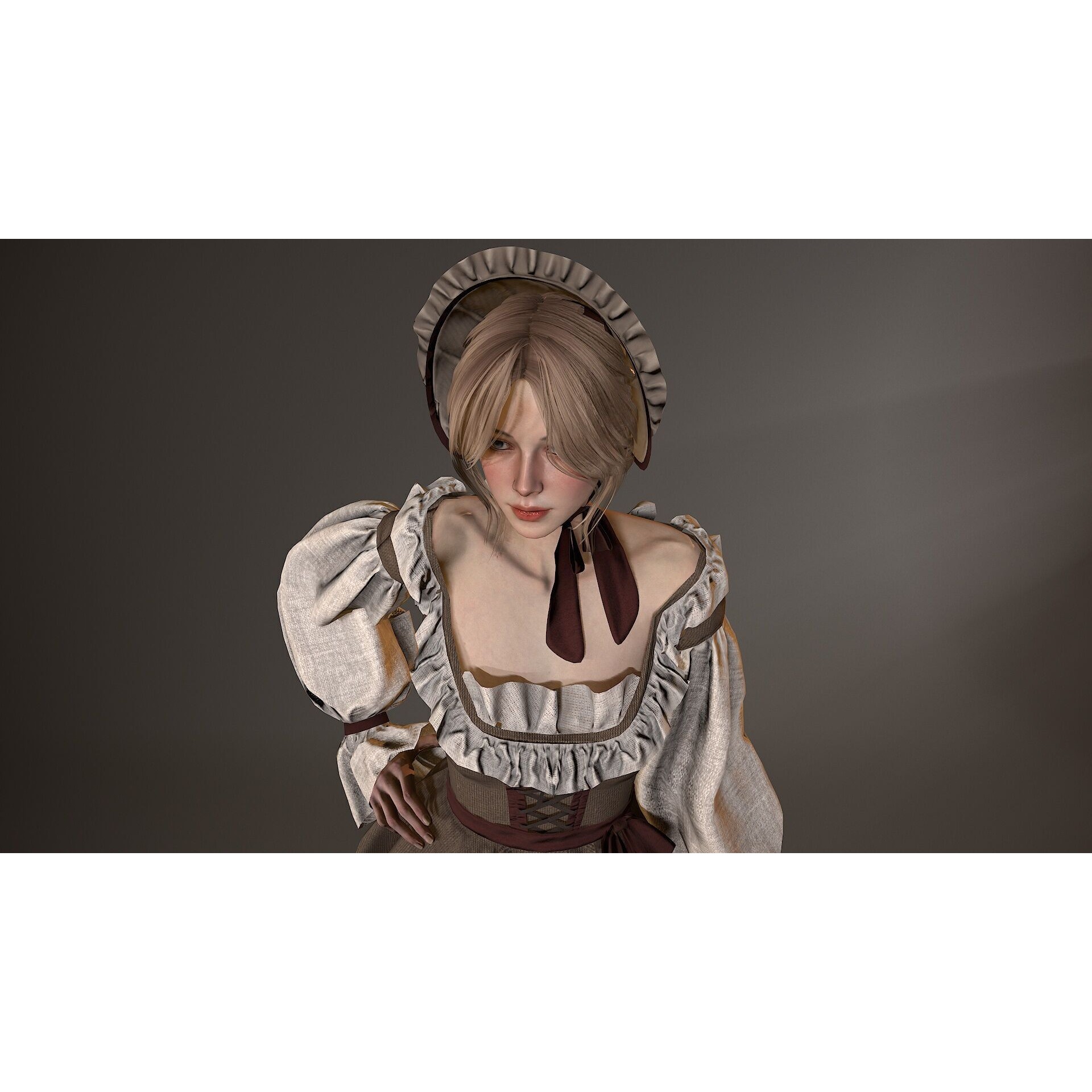 Village Lady - Low-Poly Game-Ready 3D Model - View 8