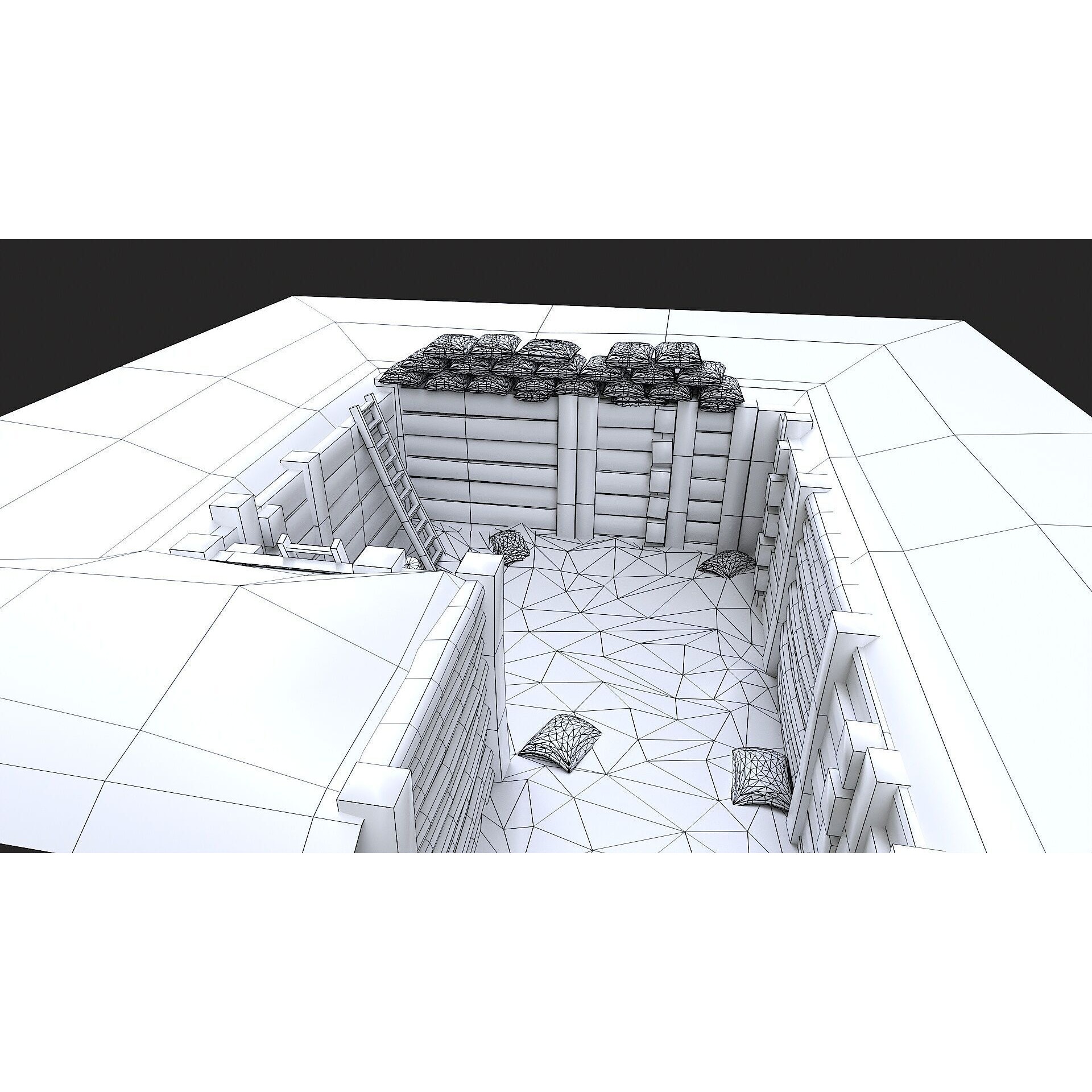 Modular Low Poly Army Trenches - Low-Poly Game-Ready 3D Model - View 16