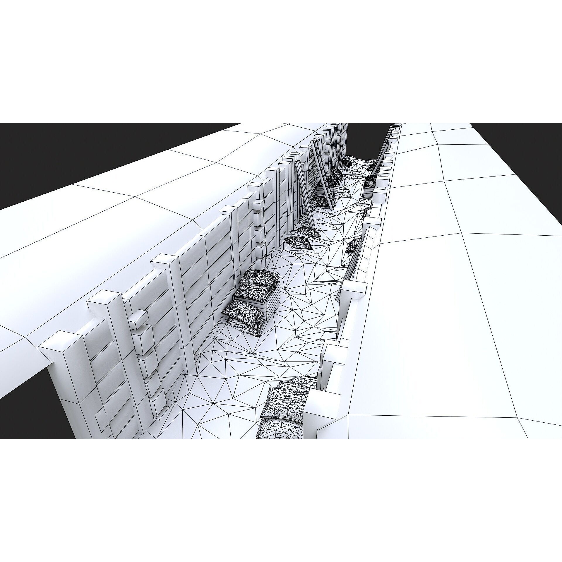 Modular Low Poly Army Trenches - Low-Poly Game-Ready 3D Model - View 17