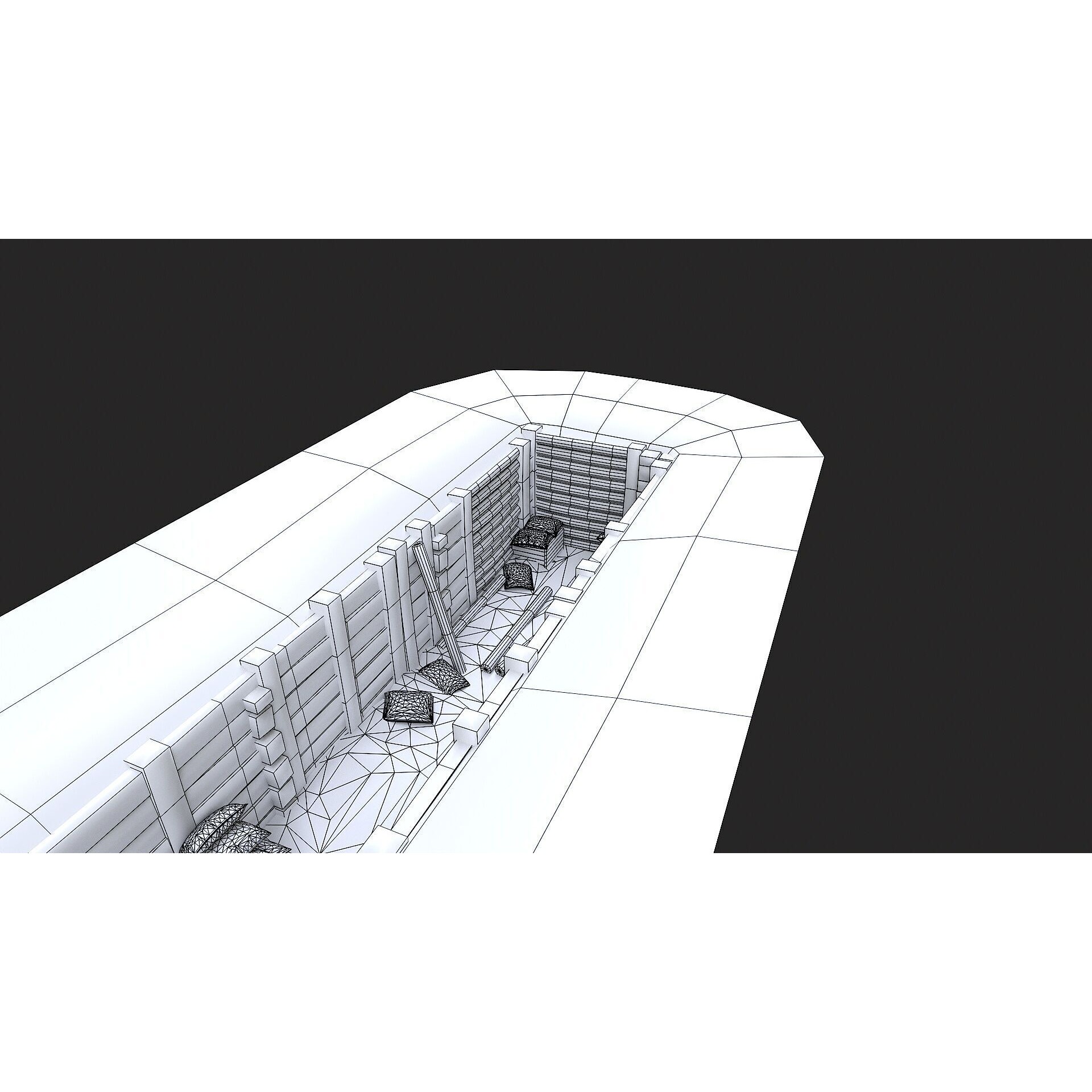 Modular Low Poly Army Trenches - Low-Poly Game-Ready 3D Model - View 18