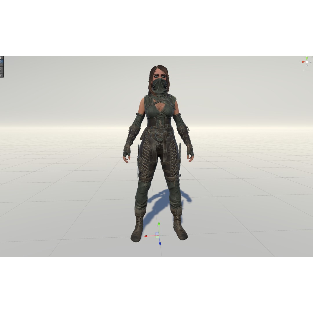 Thief Girl 3D Model – Low Poly Rigged Character with Animations, FBX