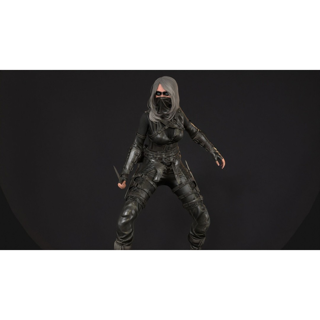 Thief Girl 3D Model – Low Poly Rigged Character with Animations, FBX - View 10