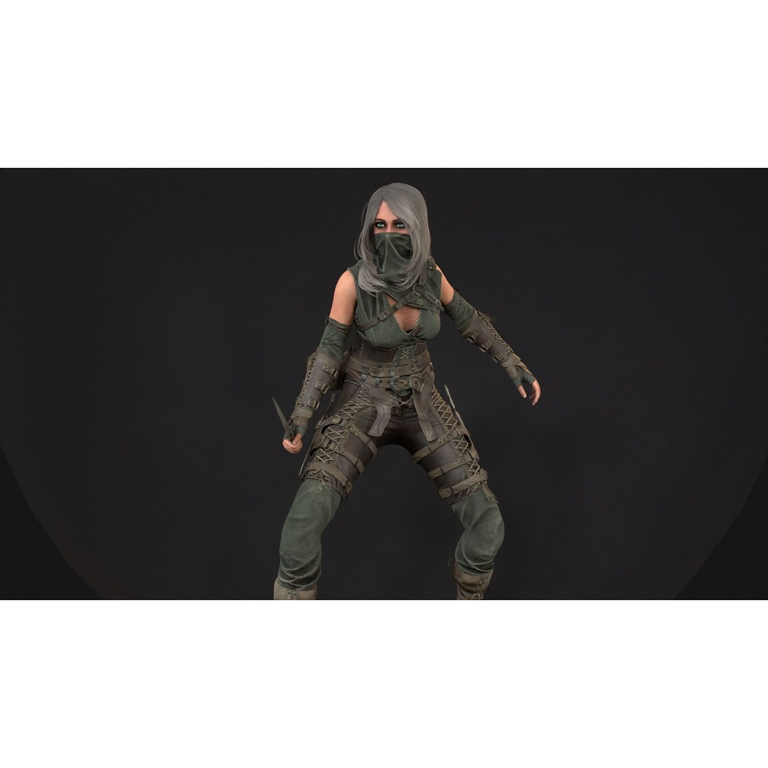 Thief Girl 3D Model – Low Poly Rigged Character with Animations, FBX - View 11