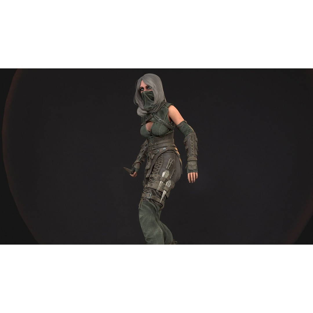 Thief Girl 3D Model – Low Poly Rigged Character with Animations, FBX - View 12