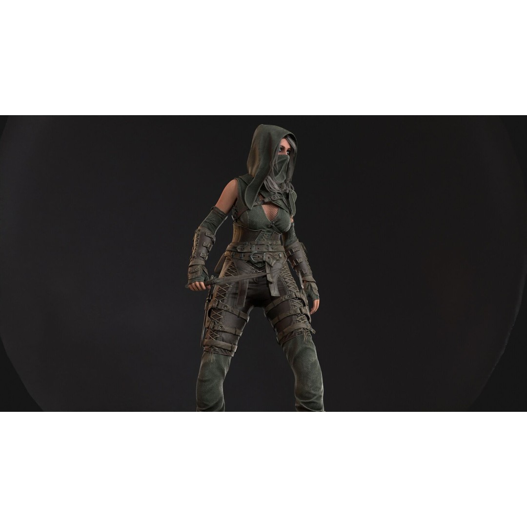 Thief Girl 3D Model – Low Poly Rigged Character with Animations, FBX - View 13