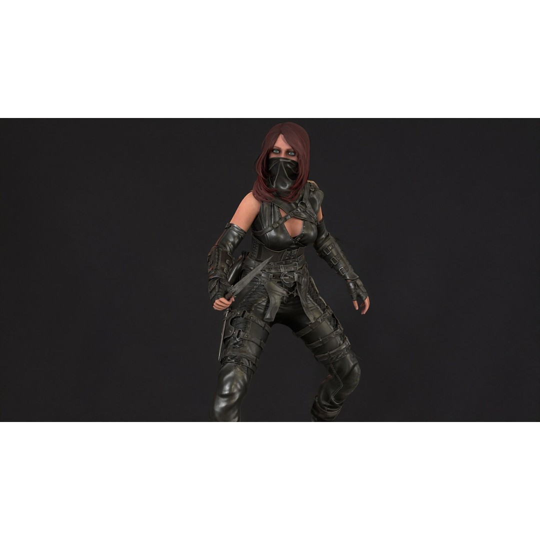 Thief Girl 3D Model – Low Poly Rigged Character with Animations, FBX - View 15