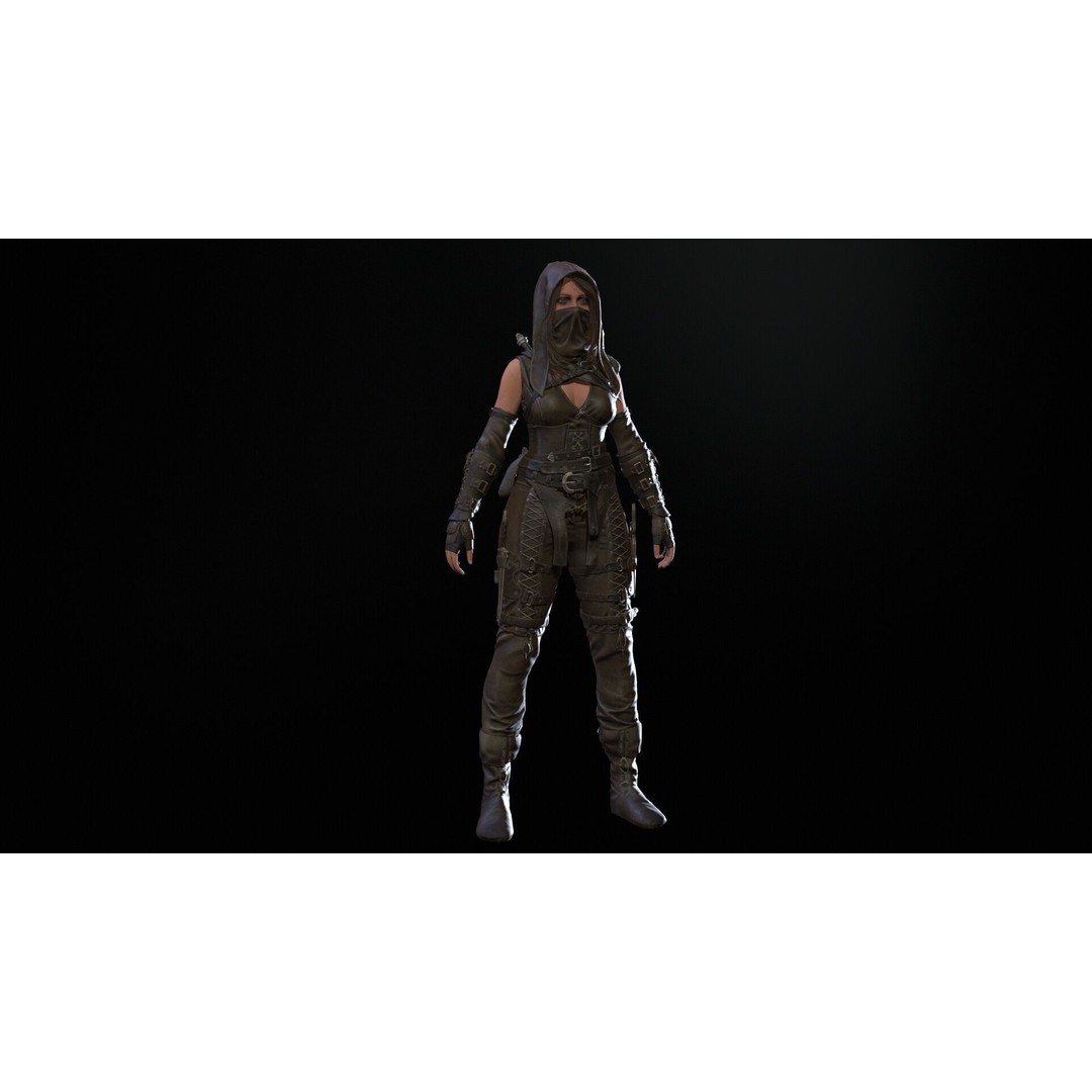 Thief Girl 3D Model – Low Poly Rigged Character with Animations, FBX - View 22