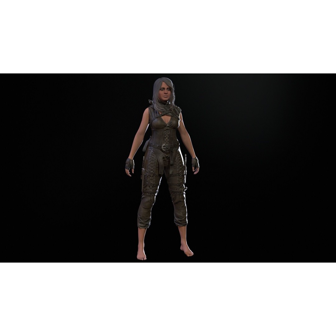 Thief Girl 3D Model – Low Poly Rigged Character with Animations, FBX - View 25