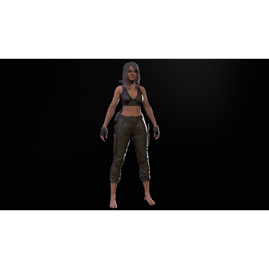 Thief Girl 3D Model – Low Poly Rigged Character with Animations, FBX - View 26