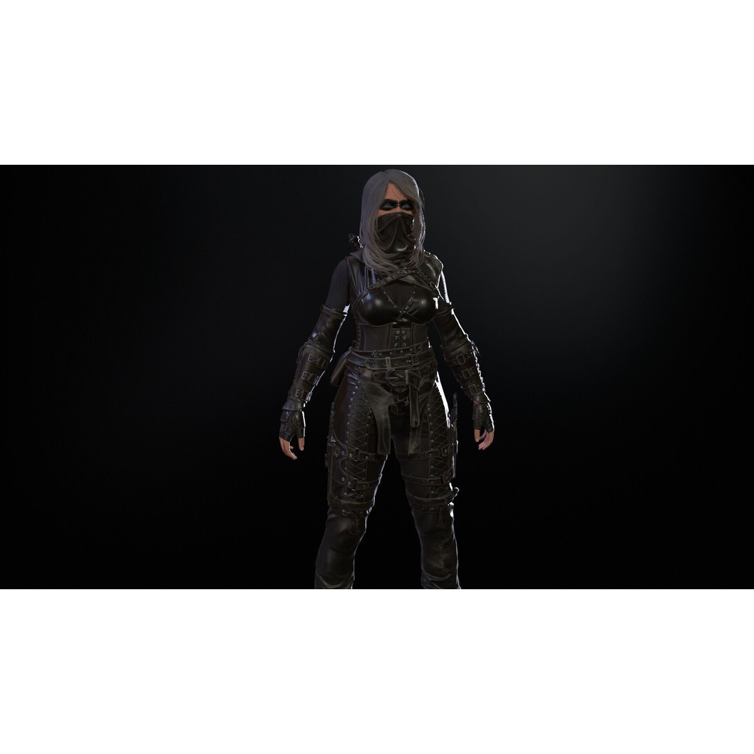 Thief Girl 3D Model – Low Poly Rigged Character with Animations, FBX - View 27
