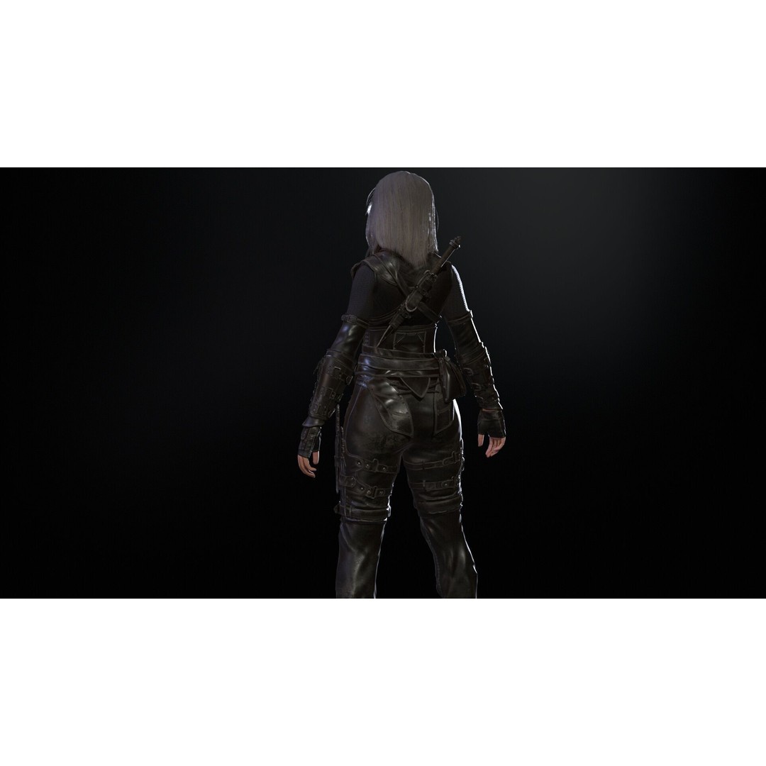 Thief Girl 3D Model – Low Poly Rigged Character with Animations, FBX - View 28