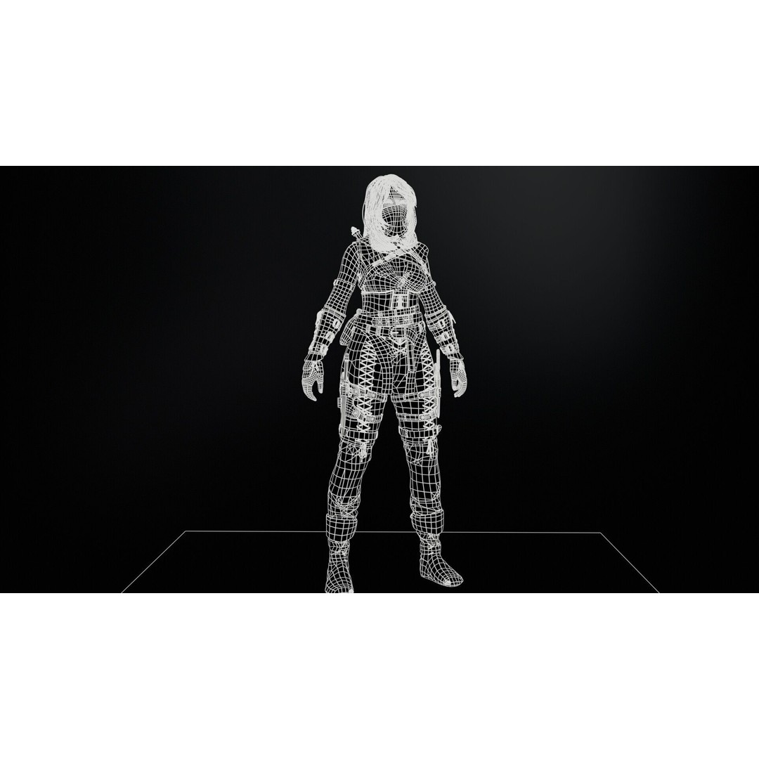 Thief Girl 3D Model – Low Poly Rigged Character with Animations, FBX - View 31