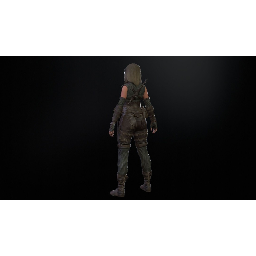Thief Girl 3D Model – Low Poly Rigged Character with Animations, FBX - View 33