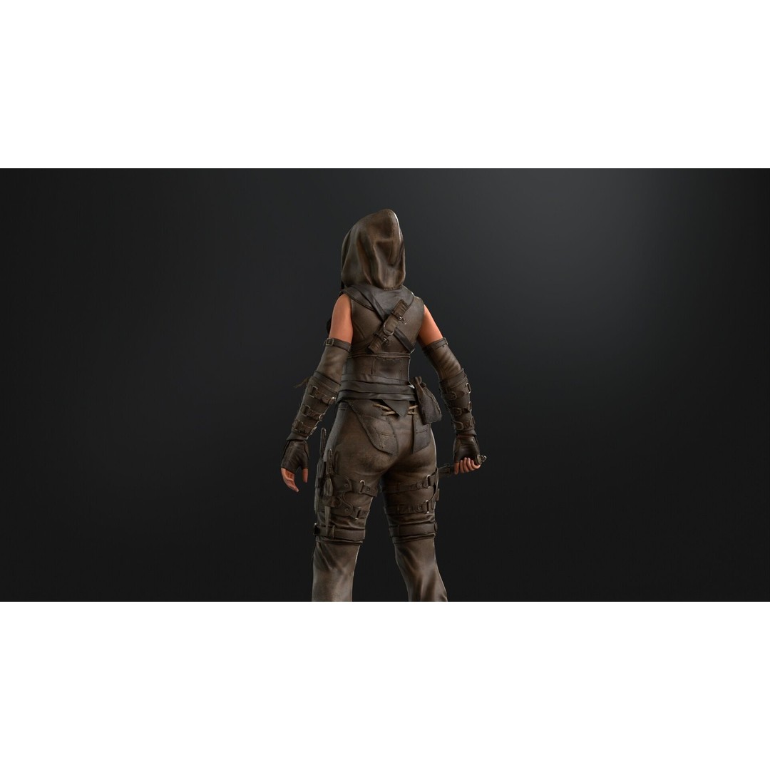 Thief Girl 3D Model – Low Poly Rigged Character with Animations, FBX - View 36