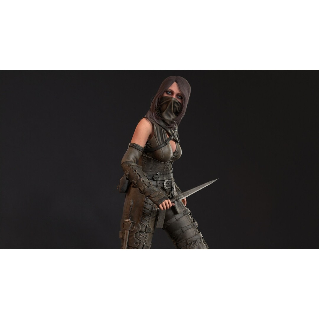 Thief Girl 3D Model – Low Poly Rigged Character with Animations, FBX - View 40