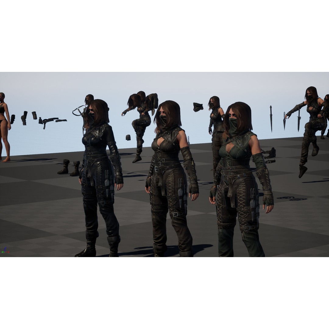 Thief Girl 3D Model – Low Poly Rigged Character with Animations, FBX - View 45