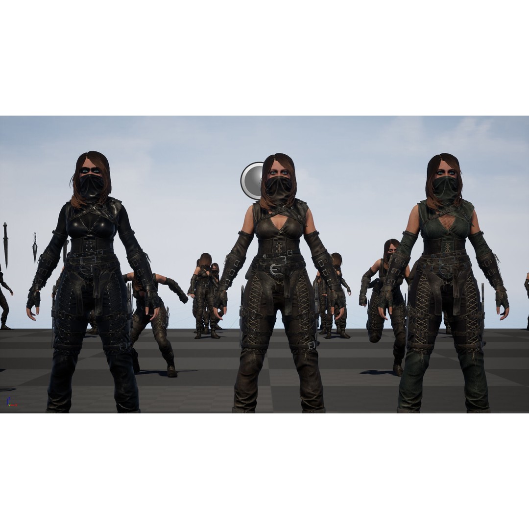 Thief Girl 3D Model – Low Poly Rigged Character with Animations, FBX - View 46