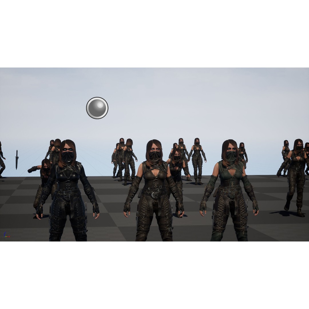 Thief Girl 3D Model – Low Poly Rigged Character with Animations, FBX - View 48