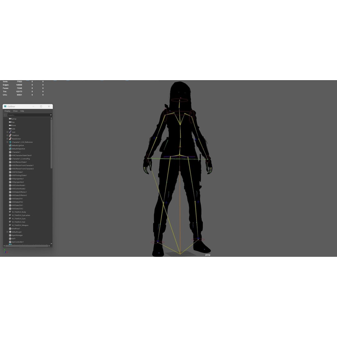 Thief Girl 3D Model – Low Poly Rigged Character with Animations, FBX - View 49