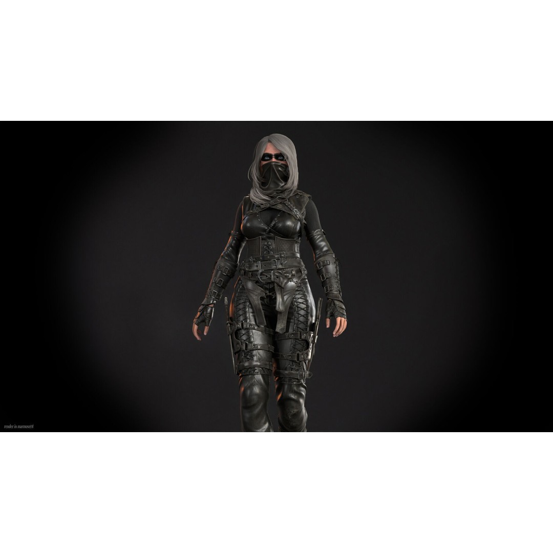 Thief Girl 3D Model – Low Poly Rigged Character with Animations, FBX - View 5