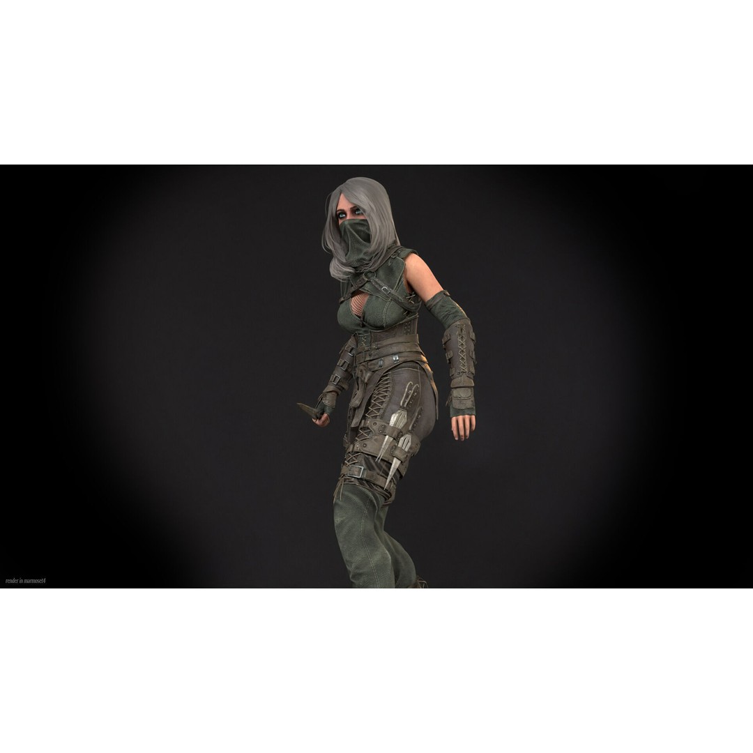 Thief Girl 3D Model – Low Poly Rigged Character with Animations, FBX - View 6