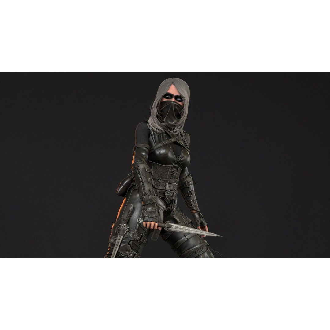 Thief Girl 3D Model – Low Poly Rigged Character with Animations, FBX - View 8