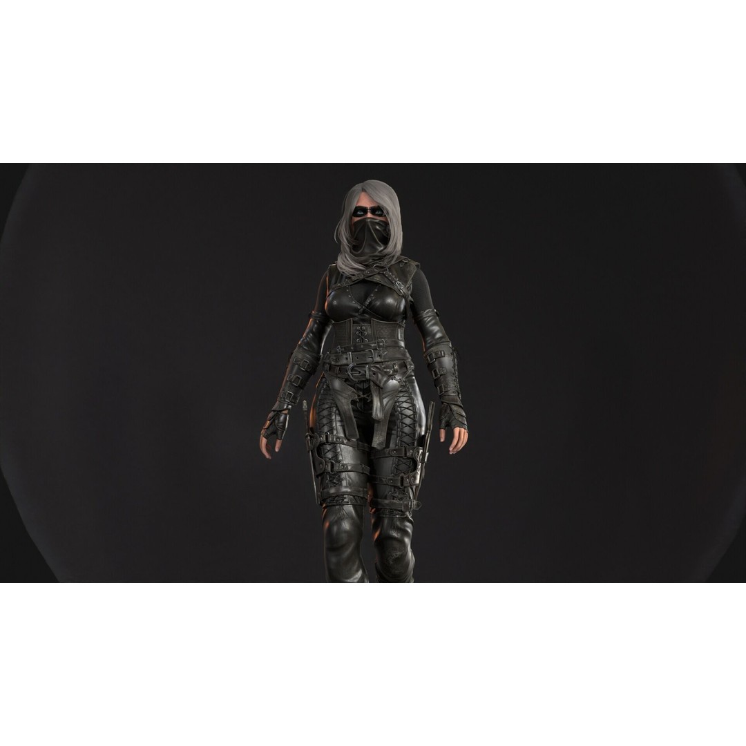 Thief Girl 3D Model – Low Poly Rigged Character with Animations, FBX - View 9