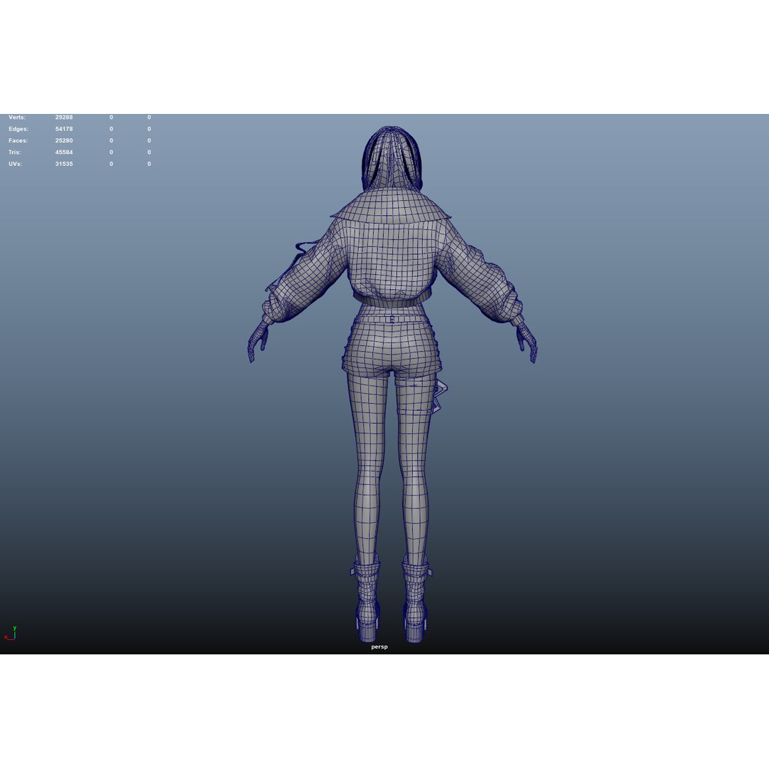Rigged Female Techwear Character 3D Model – Low Poly Game Asset, FBX - View 10
