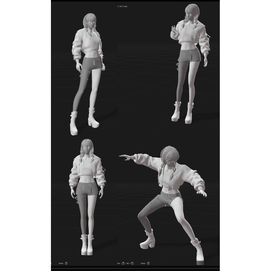 Rigged Female Techwear Character 3D Model – Low Poly Game Asset, FBX - View 11