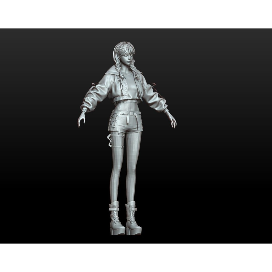 Rigged Female Techwear Character 3D Model – Low Poly Game Asset, FBX - View 13